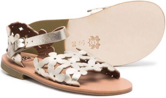 Pépé Kids Julie sandalen met bloemenprint Goud