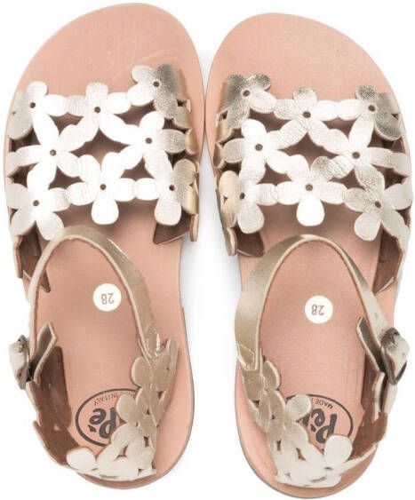 Pépé Kids Julie sandalen met bloemenprint Goud