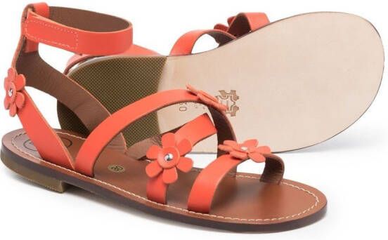 Pépé Kids Rouge sandalen met bloemen applicatie Oranje