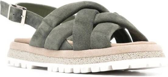 Peserico Suède sandalen met geweven bandjes Groen