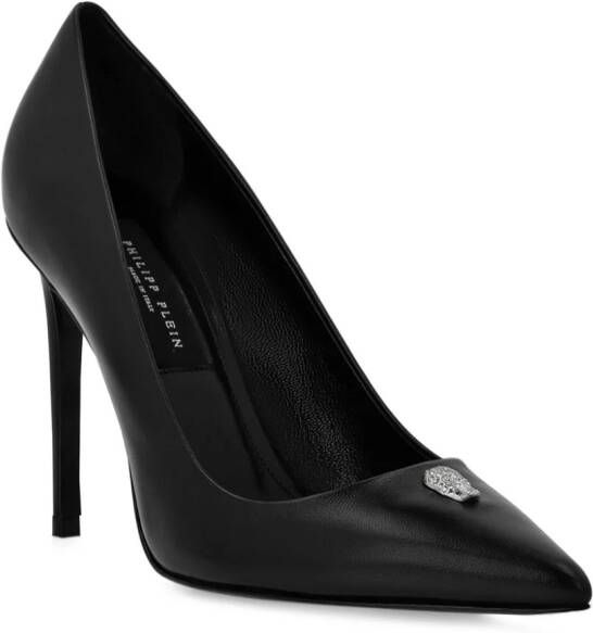 Philipp Plein 105 mm pumps met doodskop applicatie Zwart