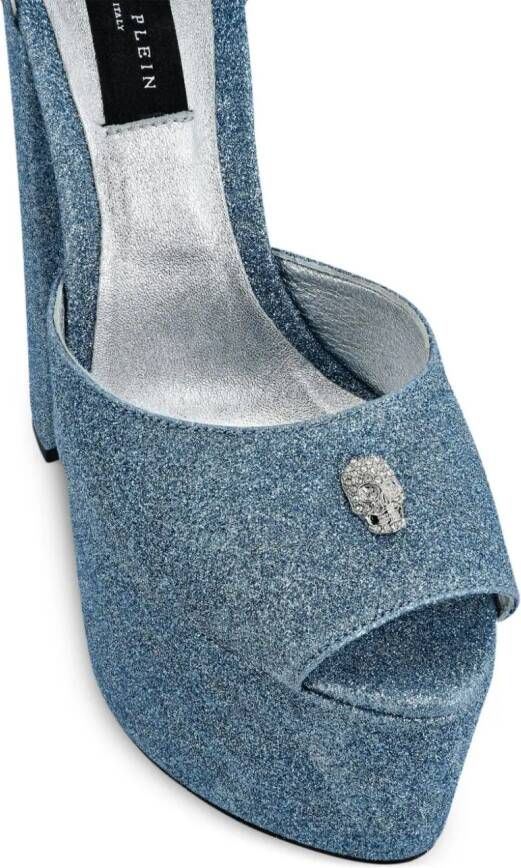 Philipp Plein 120mm glitter sandalen met plateauzool Blauw