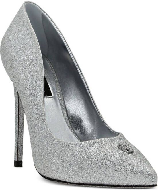 Philipp Plein 120 mm pumps met glitters Zilver