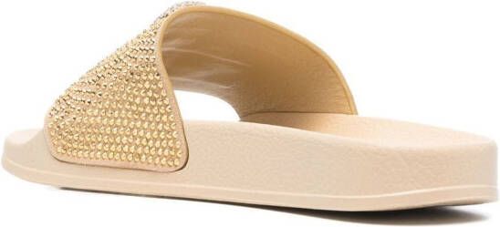 Philipp Plein Badslippers met doodskop Beige