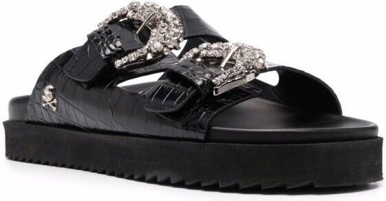 Philipp Plein Cocco leren sandalen Zwart