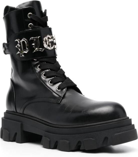 Philipp Plein Combat boots met logoplakkaat Zwart
