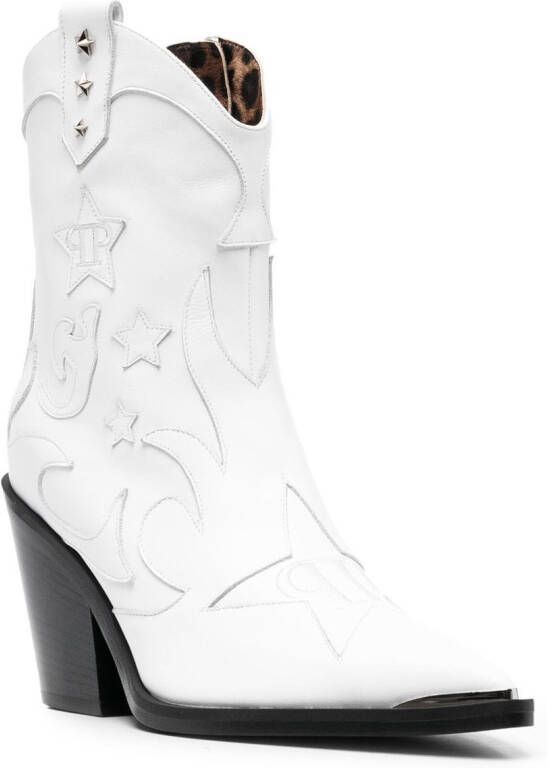 Philipp Plein Cowboylaarzen met sterdetail Wit