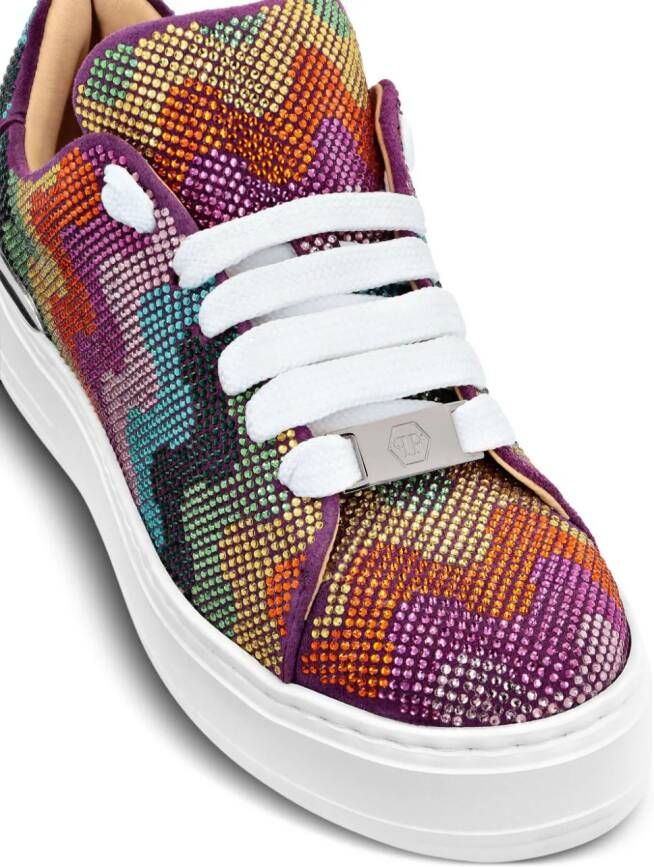 Philipp Plein Crystal Waves Rainbow sneakers Oranje