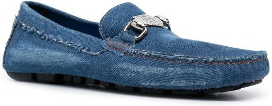 Philipp Plein Denim slip-on mocassins Blauw