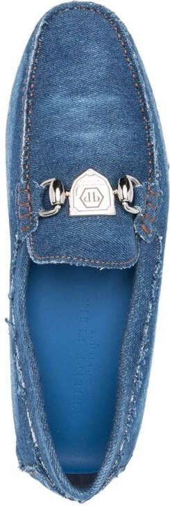 Philipp Plein Denim slip-on mocassins Blauw