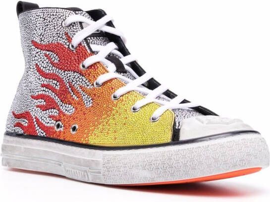 Philipp Plein Flames Megastar high-top sneakers Zilver