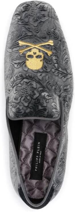 Philipp Plein Fluwelen loafers Grijs