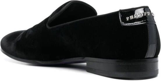 Philipp Plein Fluwelen slippers Zwart