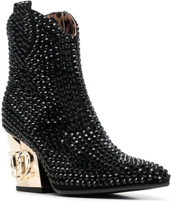 Philipp Plein Gothic Plein leren laarzen Zwart