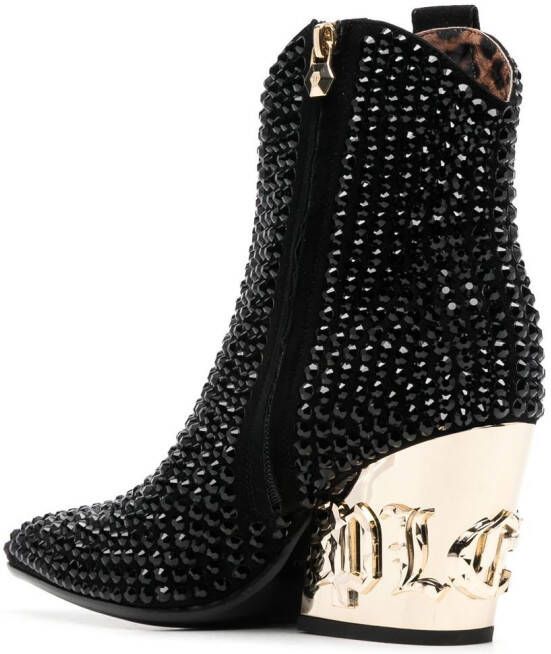 Philipp Plein Gothic Plein leren laarzen Zwart