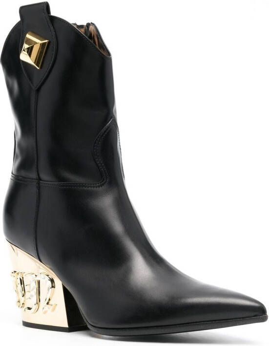 Philipp Plein Gothic Plein CowBoy enkellaarzen Zwart