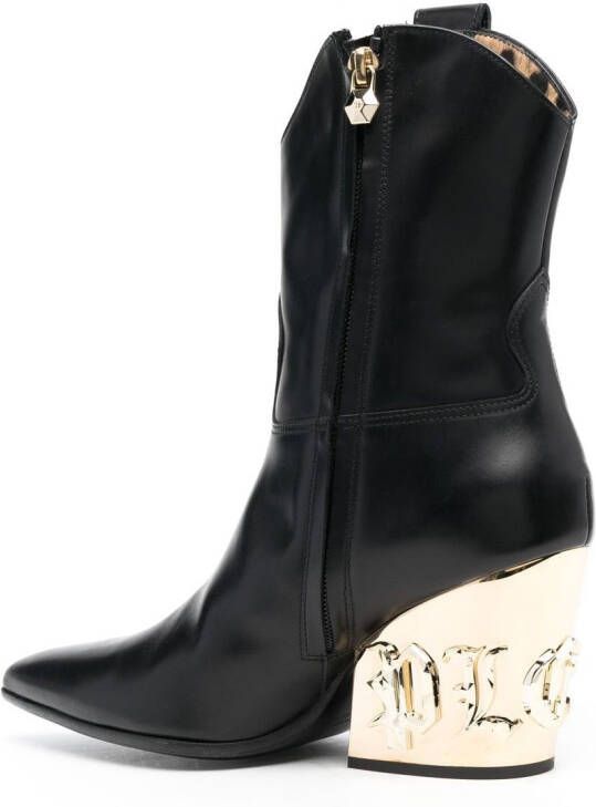 Philipp Plein Gothic Plein CowBoy enkellaarzen Zwart