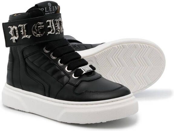 Philipp Plein Junior Gothic Plein high-top sneakers Zwart
