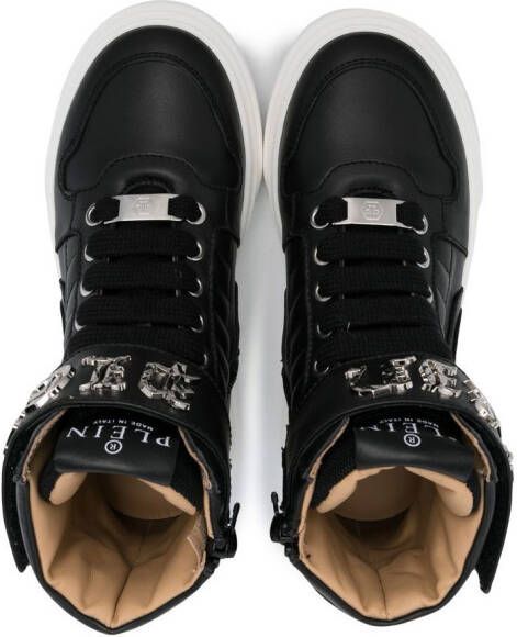 Philipp Plein Junior Gothic Plein high-top sneakers Zwart