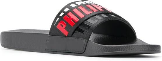 Philipp Plein Gummy sandalen met logo Zwart