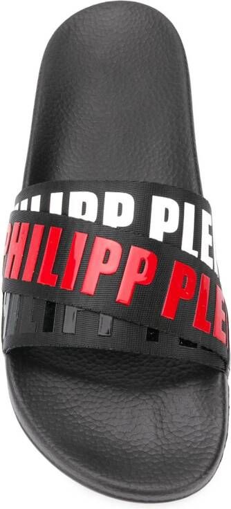 Philipp Plein Gummy sandalen met logo Zwart