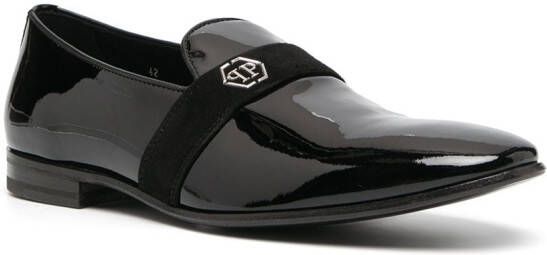 Philipp Plein Hexagon loafers met T-plakkaat Zwart