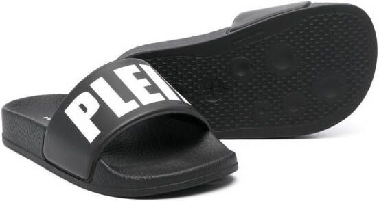 Philipp Plein Junior Badslippers met print Zwart