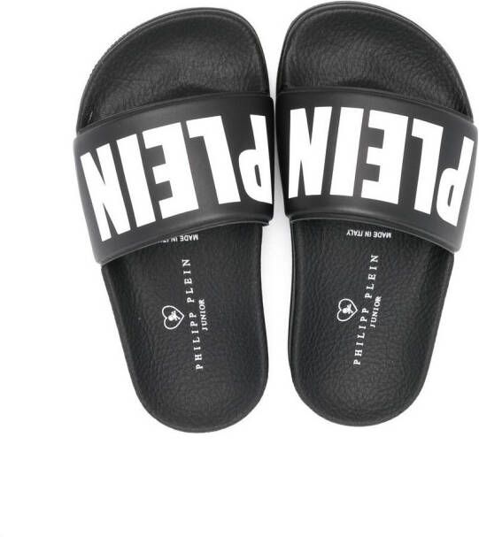 Philipp Plein Junior Badslippers met print Zwart