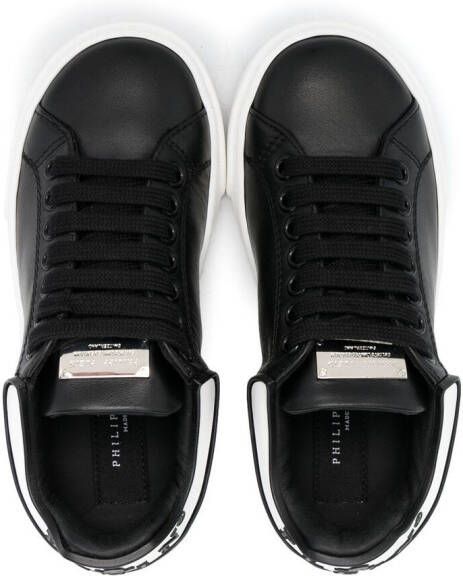 Philipp Plein Junior Runner leren sneakers Zwart