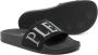 Philipp Plein Junior Slippers met logo verfraaid met kristallen Zwart - Thumbnail 2