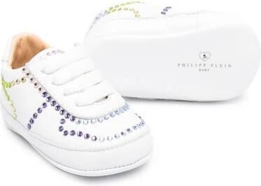 Philipp Plein Junior Sneakers verfraaid met kristallen Wit