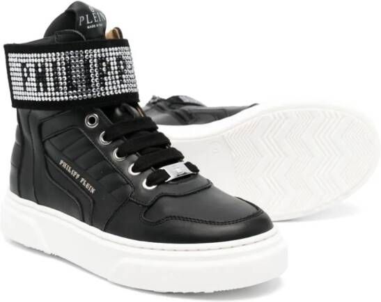 Philipp Plein Junior Sneakers verfraaid met kristallen Zwart