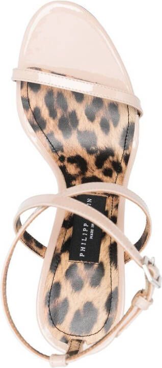 Philipp Plein Leopard sandalen verfraaid met doodskop Beige