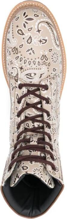 Philipp Plein Leren enkellaarzen Beige