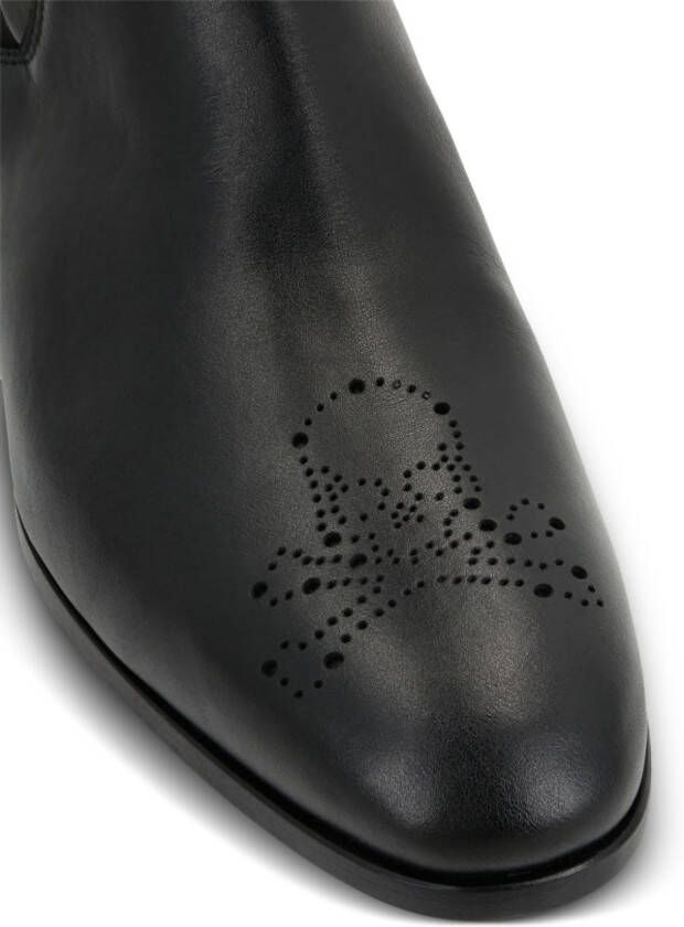 Philipp Plein Leren laarzen met doodskopapplicatie Zwart