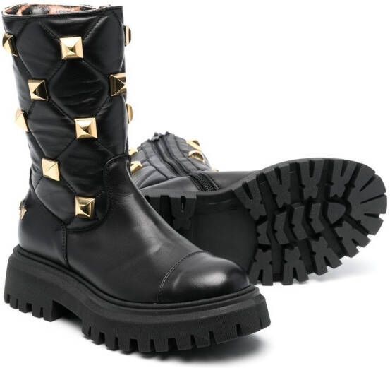 Philipp Plein Junior Leren laarzen Zwart