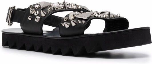 Philipp Plein Leren sandalen Zwart