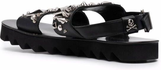 Philipp Plein Leren sandalen Zwart