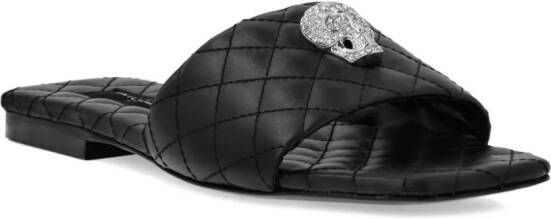 Philipp Plein Leren slippers Zwart