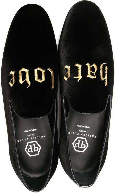 Philipp Plein Loafers met geborduurd logo Zwart