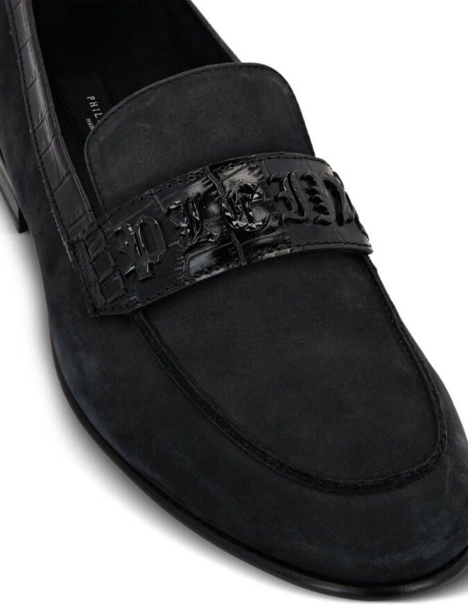 Philipp Plein Loafers met krokodillenleer-reliëf Zwart