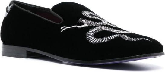 Philipp Plein Loafers met slangenprint Zwart