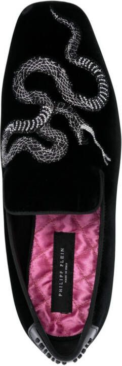 Philipp Plein Loafers met slangenprint Zwart