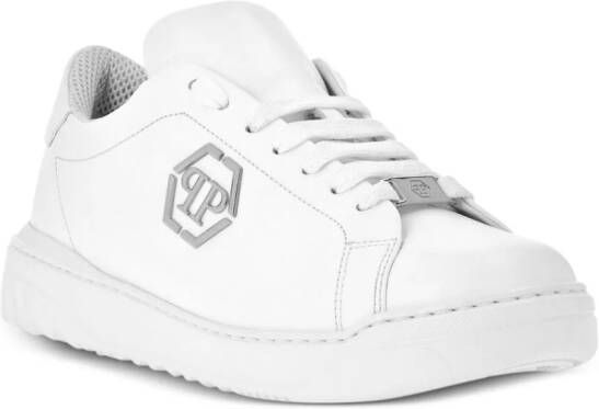 Philipp Plein Leren sneakers met logo-applicatie Wit