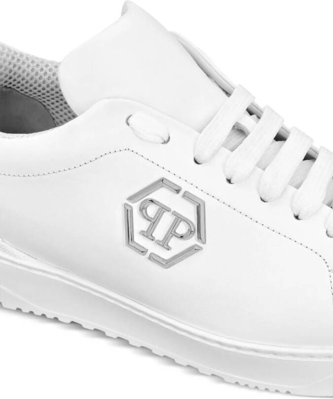 Philipp Plein Leren sneakers met logo-applicatie Wit