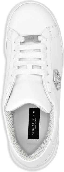 Philipp Plein Leren sneakers met logo-applicatie Wit