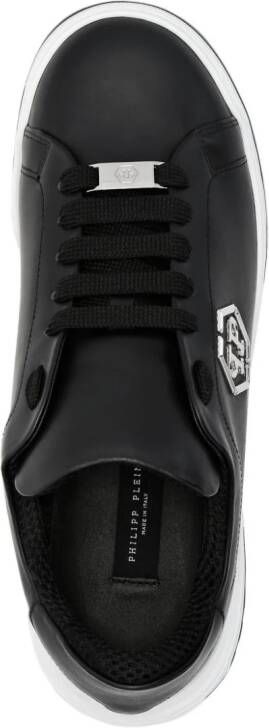 Philipp Plein Leren sneakers met logo-applicatie Zwart