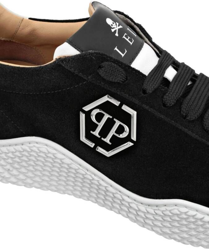 Philipp Plein Suède sneakers met logoplakkaat Zwart