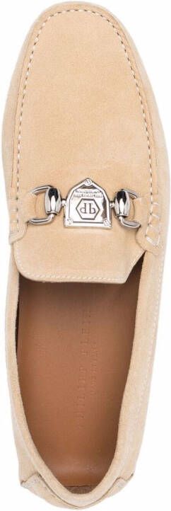 Philipp Plein Mocassins met logoplakkaat Beige