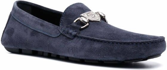 Philipp Plein Mocassins met logoplakkaat Blauw